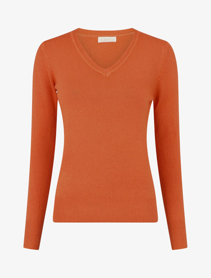 Pull en laine mélangée à col V - Corail - 1