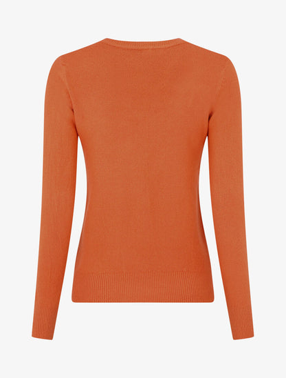 Pull en laine mélangée à col V - Corail - 2