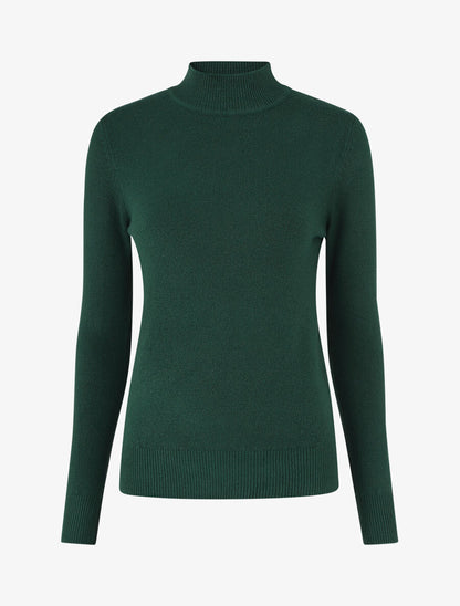 Pull col montant en cachemire mélangé - Vert bouteille - 1