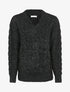 Pull en maille duveteuse tressée - Noir - 3
