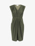 Robe droite effet drapé à col V - Kaki - 5
