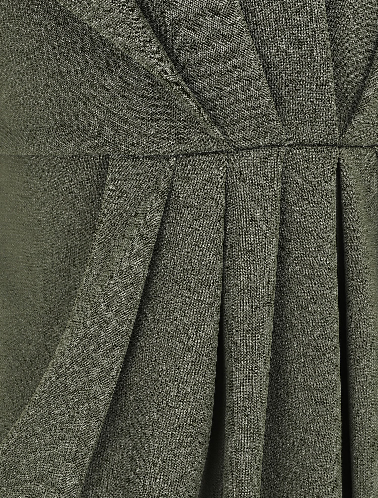Robe droite effet drapé à col V - Kaki - 3
