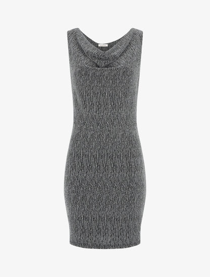 Robe moulante pailletée à col bénitier - Argent - 1