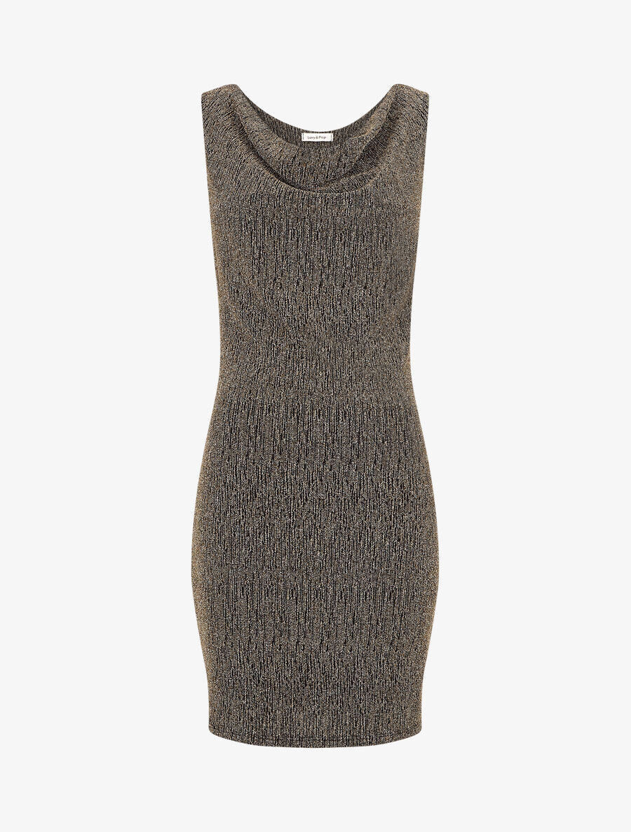 Robe moulante pailletée à col bénitier - Or - 1