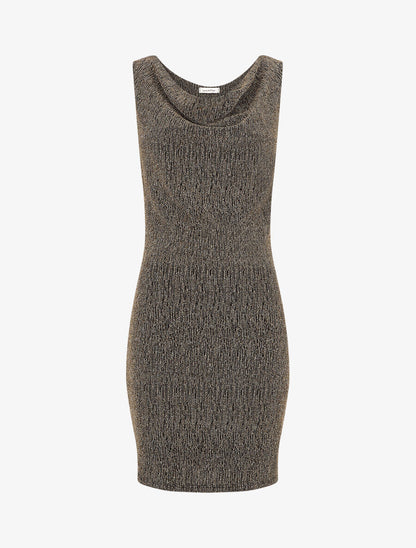 Robe moulante pailletée à col bénitier - Or - 1