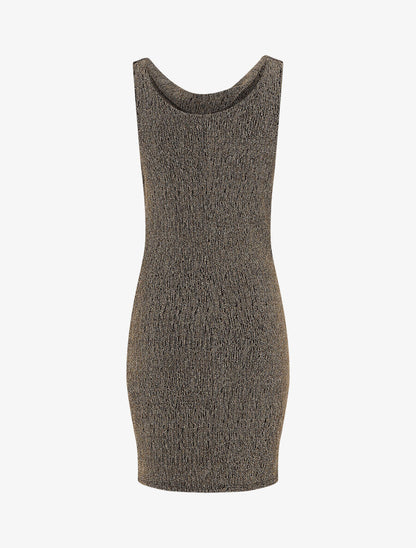 Robe moulante pailletée à col bénitier - Or - 2