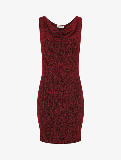 Robe moulante pailletée à col bénitier - Rouge - 4