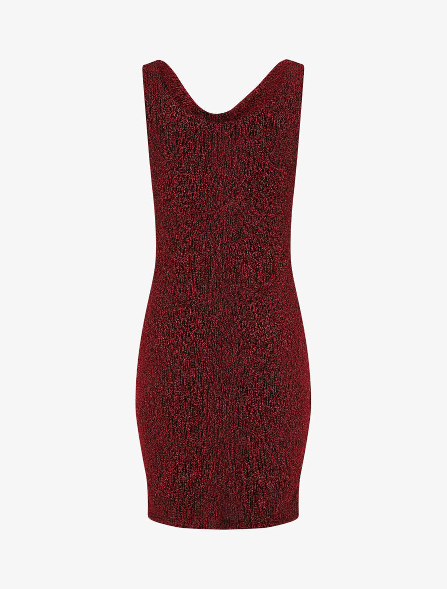 Robe moulante pailletée à col bénitier - Rouge - 2