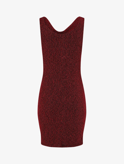Robe moulante pailletée à col bénitier - Rouge - 2
