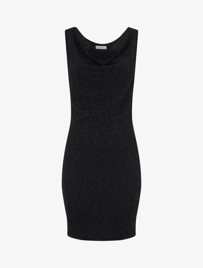 Robe moulante pailletée à col bénitier - Noir - 1