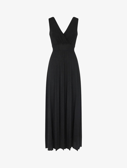 Robe longue irisée effet plissé - Noir - 5