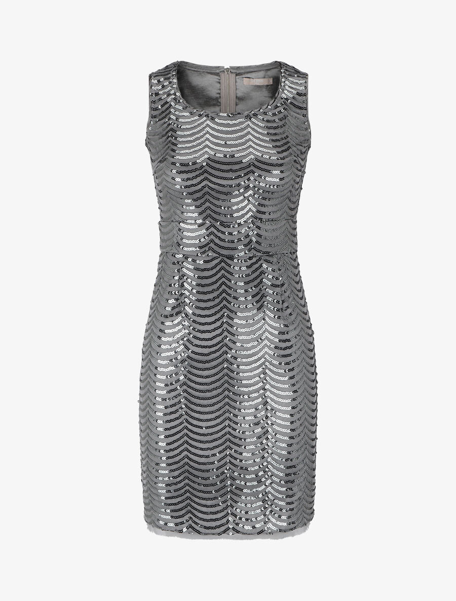 Robe mi-longue à sequins coupe moulante - Gris - 5