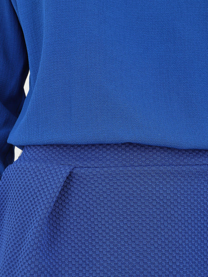 Robe droite bi-matière - Bleu roi - 3