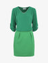 Robe droite bi-matière - Vert - 1