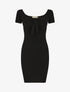 Robe bustier côtélé à col bardot - Noir - 4