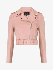 Veste courte en suédine style perfecto - Rose - 1