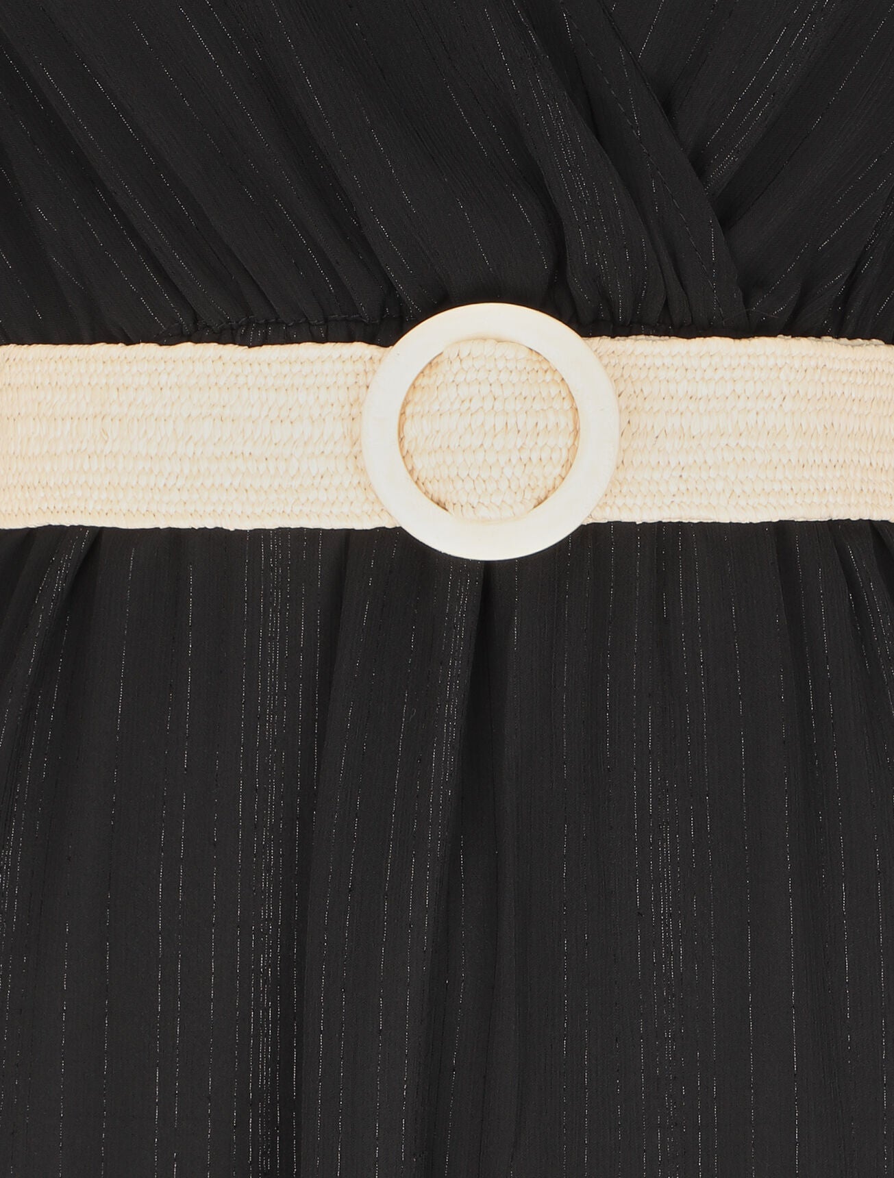 Robe unie à fines rayures irisées - Noir - 3