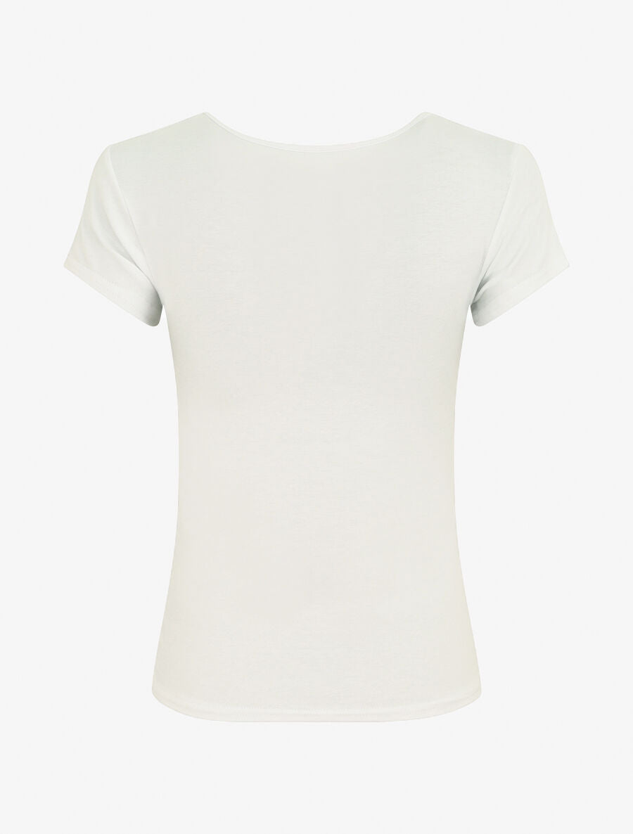 T-shirt ajusté manches courtes uni - Blanc - 2