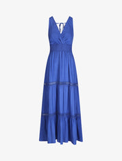 Robe longue unie à taille élastiquée - Bleu roi - 1