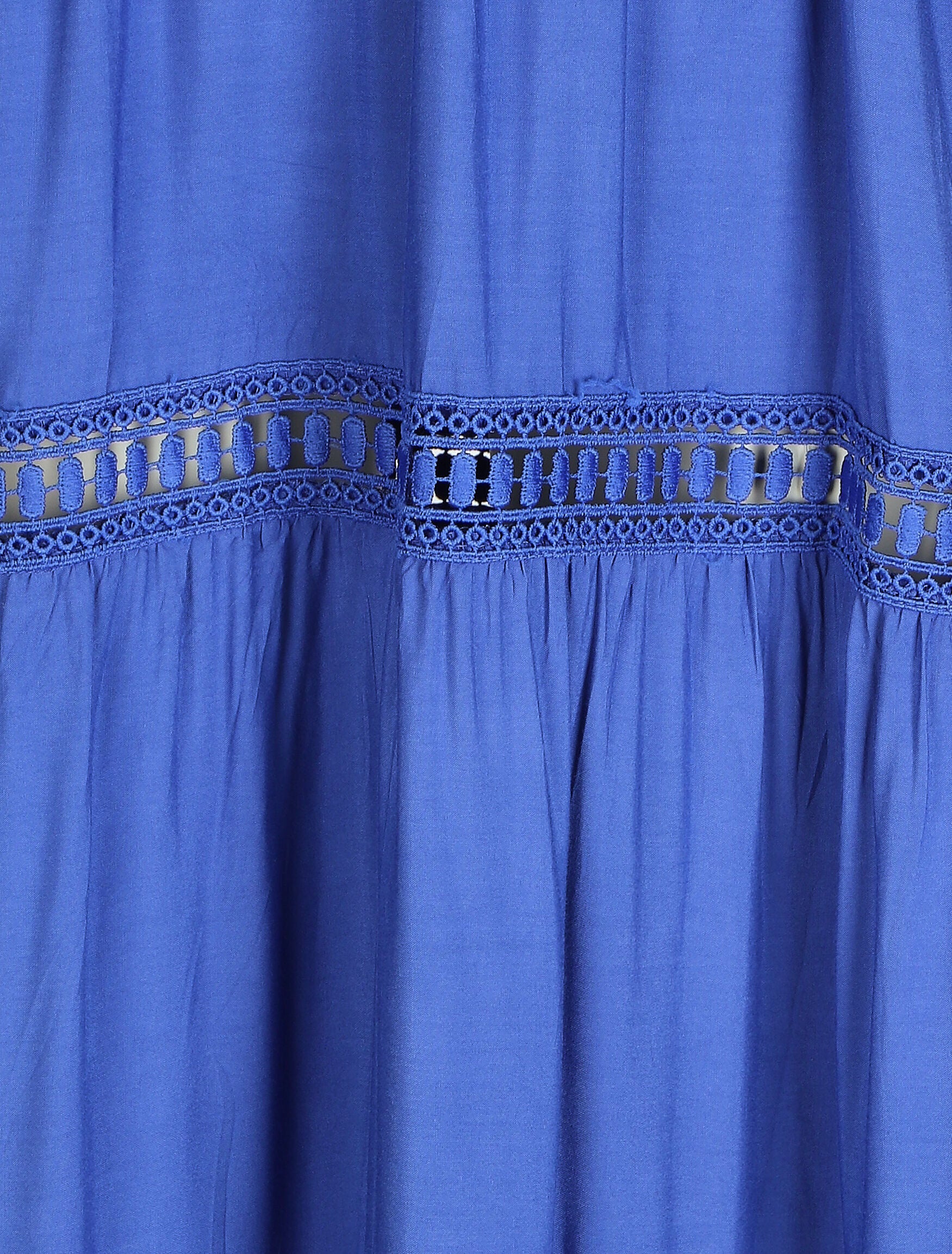 Robe longue unie à taille élastiquée - Bleu roi - 3