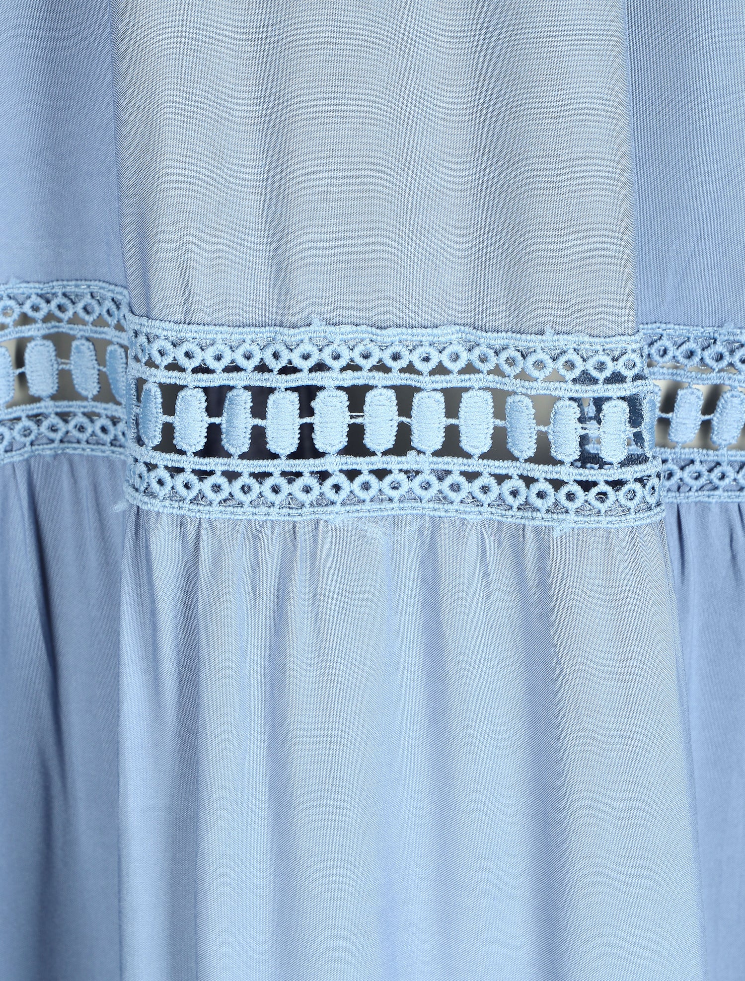 Robe longue unie à taille élastiquée - Bleu - 4