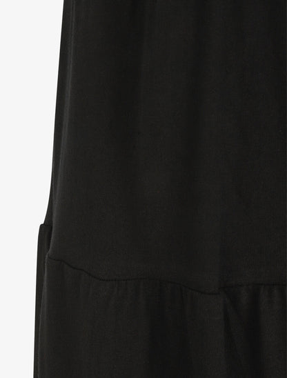 Robe longue à fines bretelles à nouer aux épaules - Noir - 3