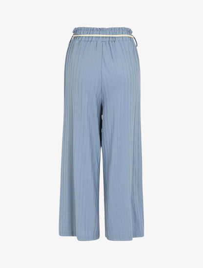 Pantalon côtelé taille haute coupe ample - Bleu - 2
