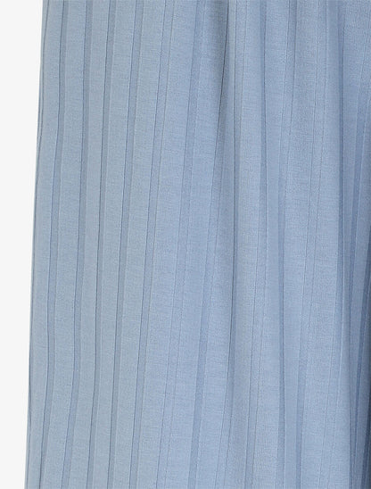 Pantalon côtelé taille haute coupe ample - Bleu - 3