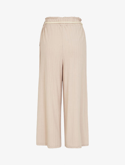 Pantalon côtelé taille haute coupe ample - Beige - 2