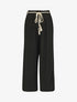 Pantalon côtelé taille haute coupe ample - Noir - 1