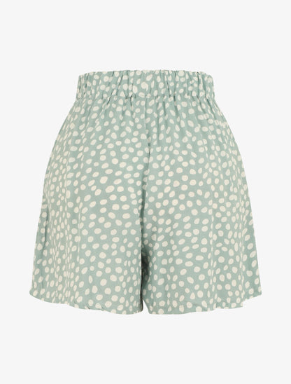 Short à pois taille haute évasé - Vert d&