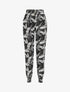 Pantalon ample imprimé feuilles à taille élastiquée - Noir - 1