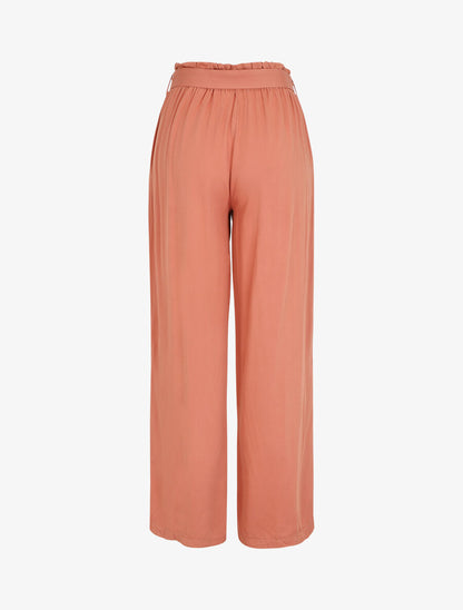 Pantalon droit uni taille haute élastiquée - Rose - 2