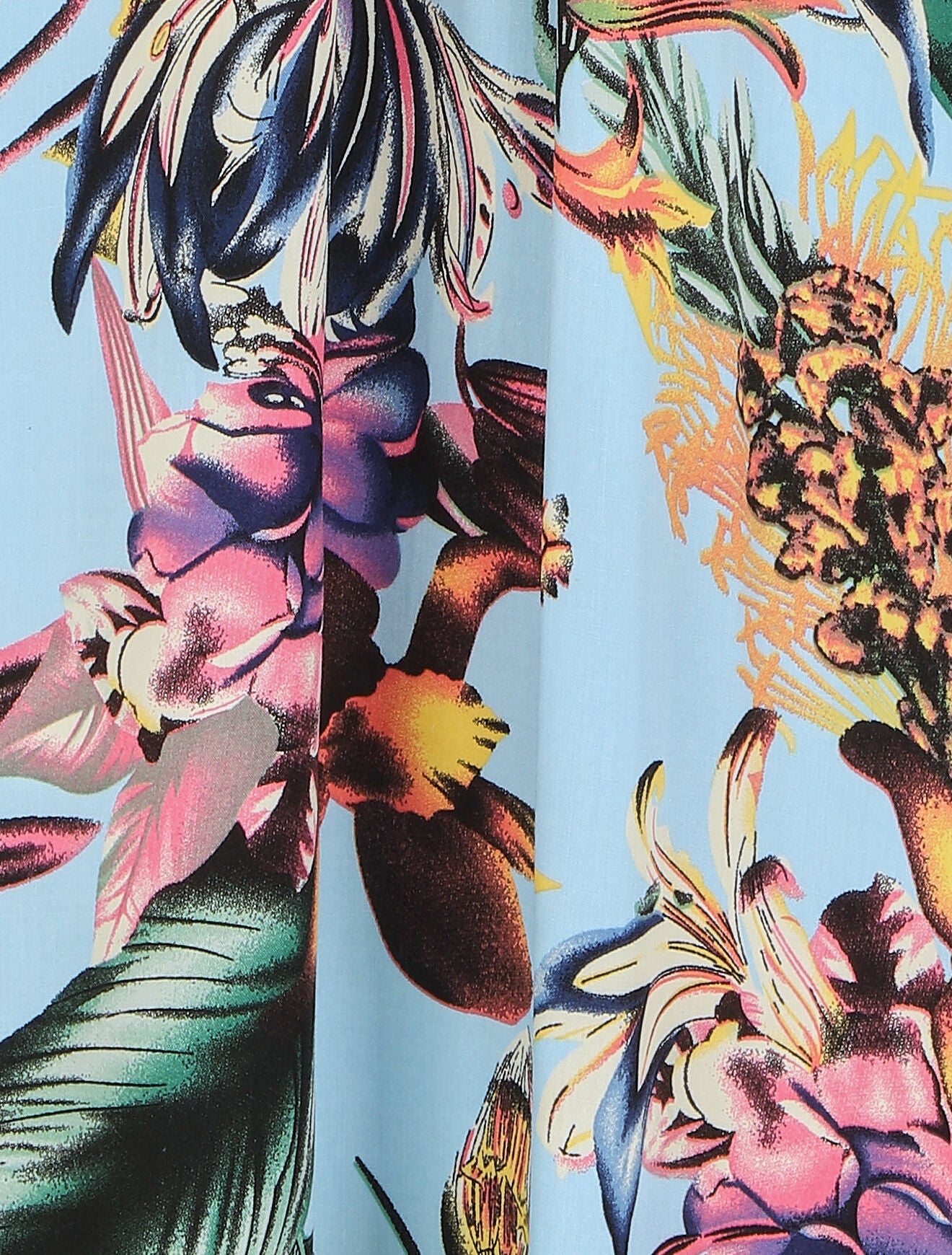 Robe longue élastiquée à imprimé fleurs tropical - Bleu - 3