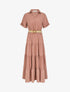 Robe longue unie à col tunisien - Vieux rose - 1