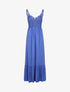 Robe longue à bretelles et col en dentelle - Bleu - 1