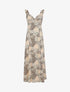 Robe longue léopard évasée à bretelles volantées - Beige - 5