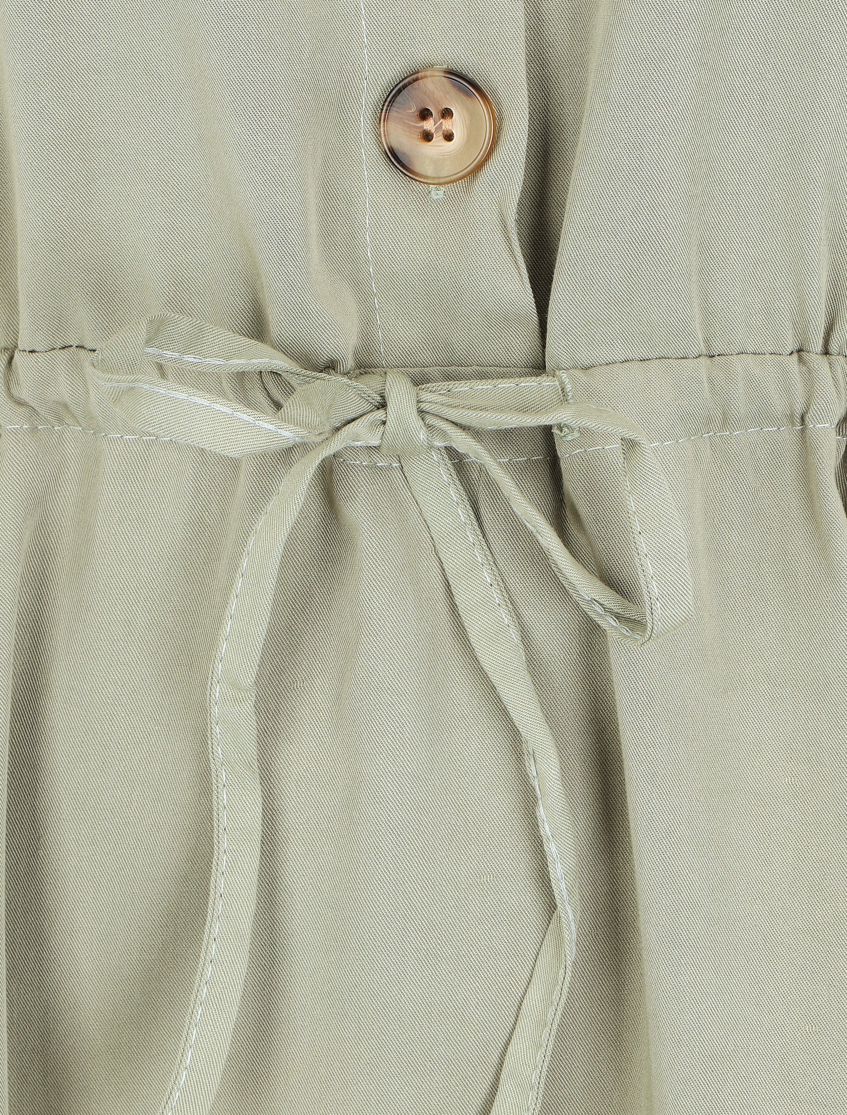 Robe chemise courte unie manches courtes - Kaki - 3