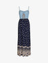 Robe longue bi-matière imprimé marguerites - Marine - 5