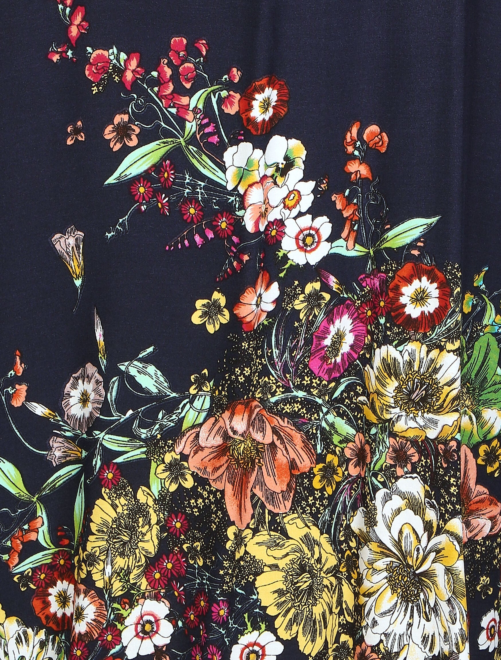 Robe imprimé floral à fines bretelles - Marine - 3