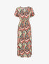 Robe longue droite manches courtes imprimé aztèque - Corail - 1