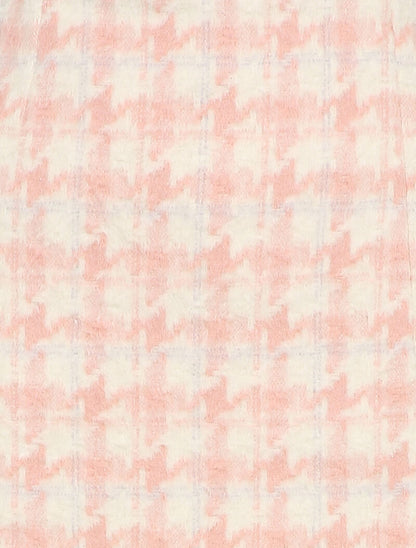 Mini-jupe fendue en feutrine imprimé pied de poule - Rose poudré - 3