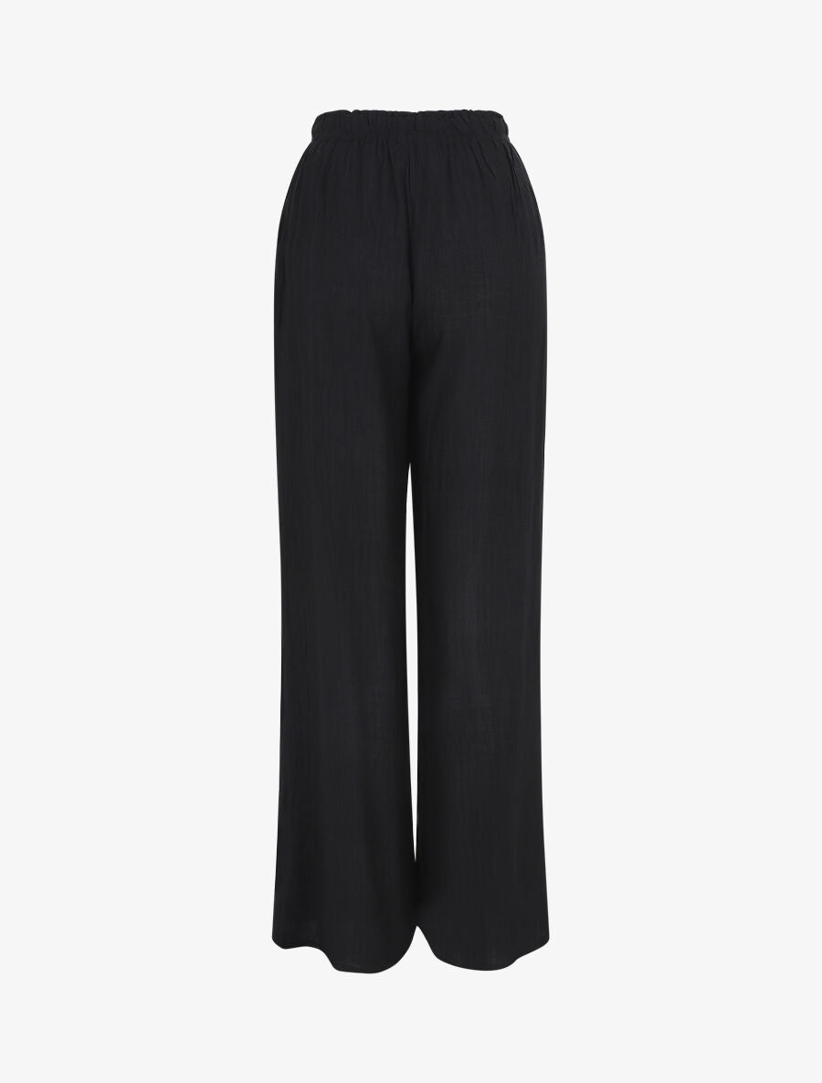 Pantalon droit et fluide uni - Noir - 2
