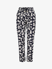 Pantalon droit à motif fleuri - Marine - 5