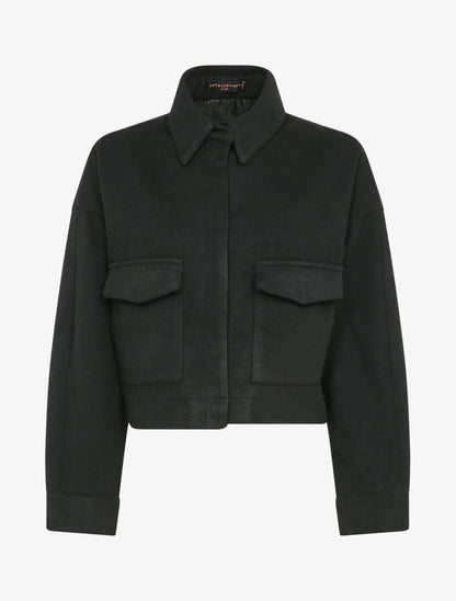 Veste courte et oversize en feutrine - Noir - 1
