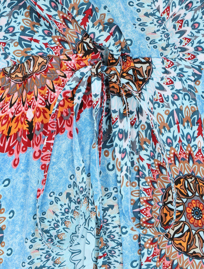 Robe longue à imprimé foulard - Bleu - 3