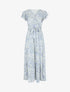Robe longue fendue imprimé fleuri - Bleu - 1