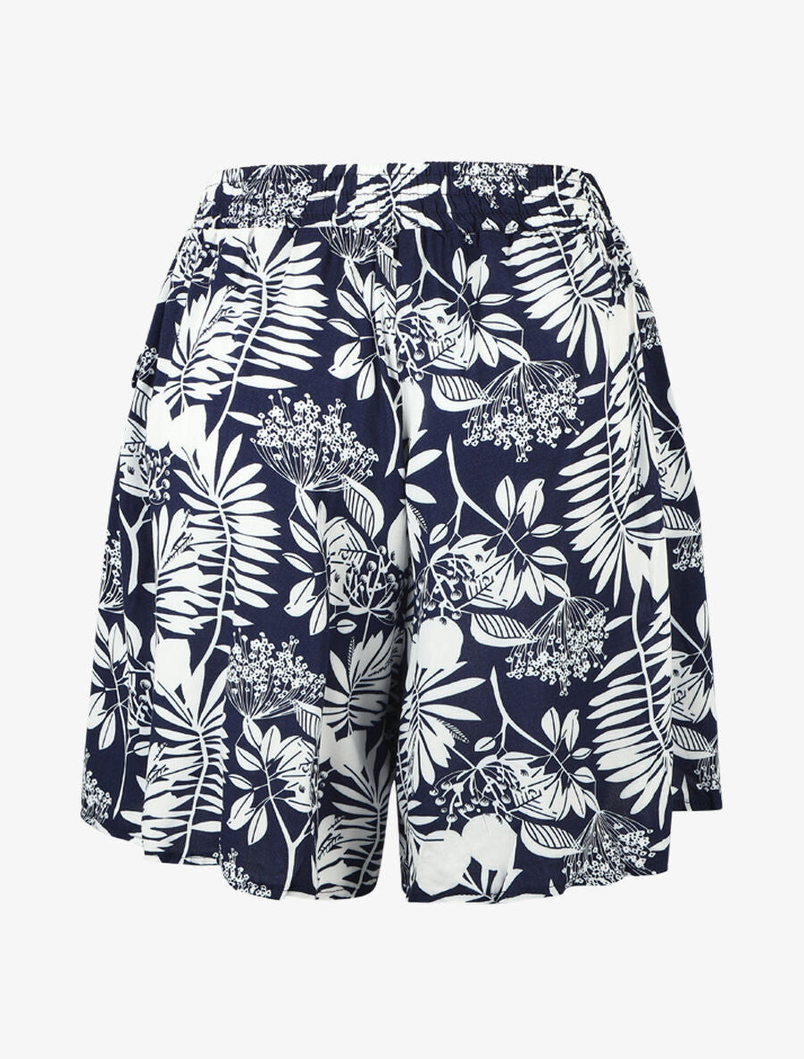 Short fluide imprimé feuilles - Marine - 2