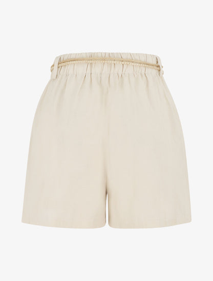Short uni effet lin - Beige - 2
