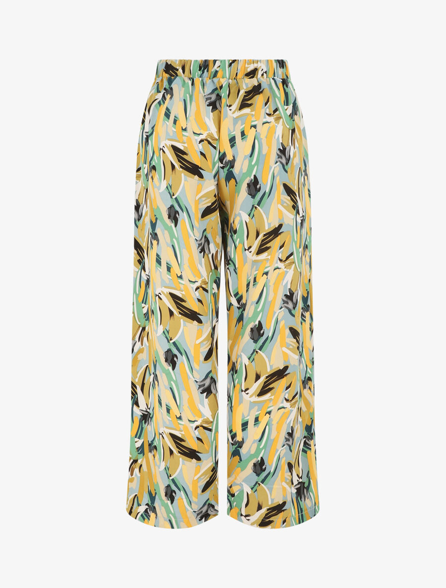 Pantalon fluide imprimé graphique - Bleu ciel - 2